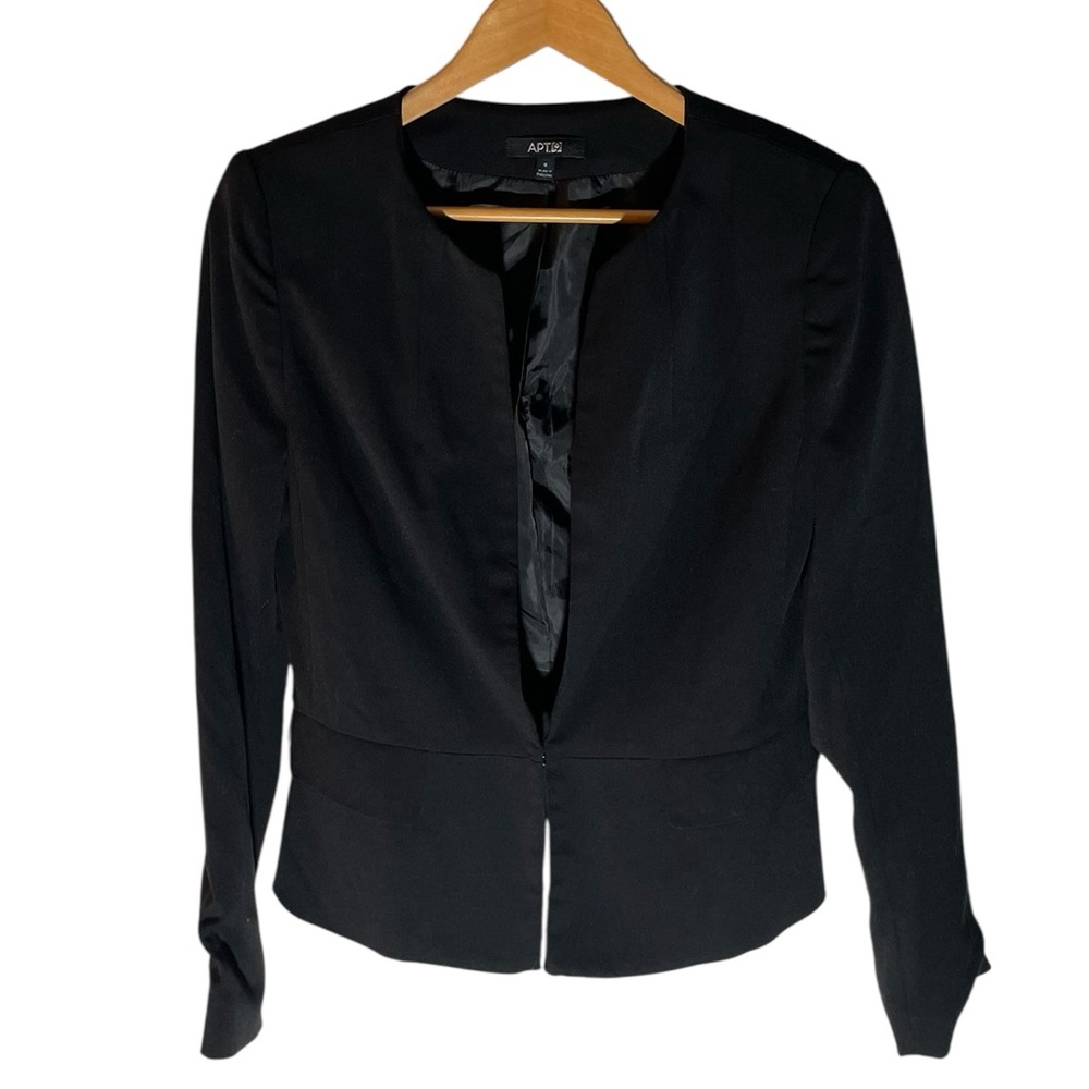A6- Apt. 9 Black Women's Collarless Open-Front Blazer
